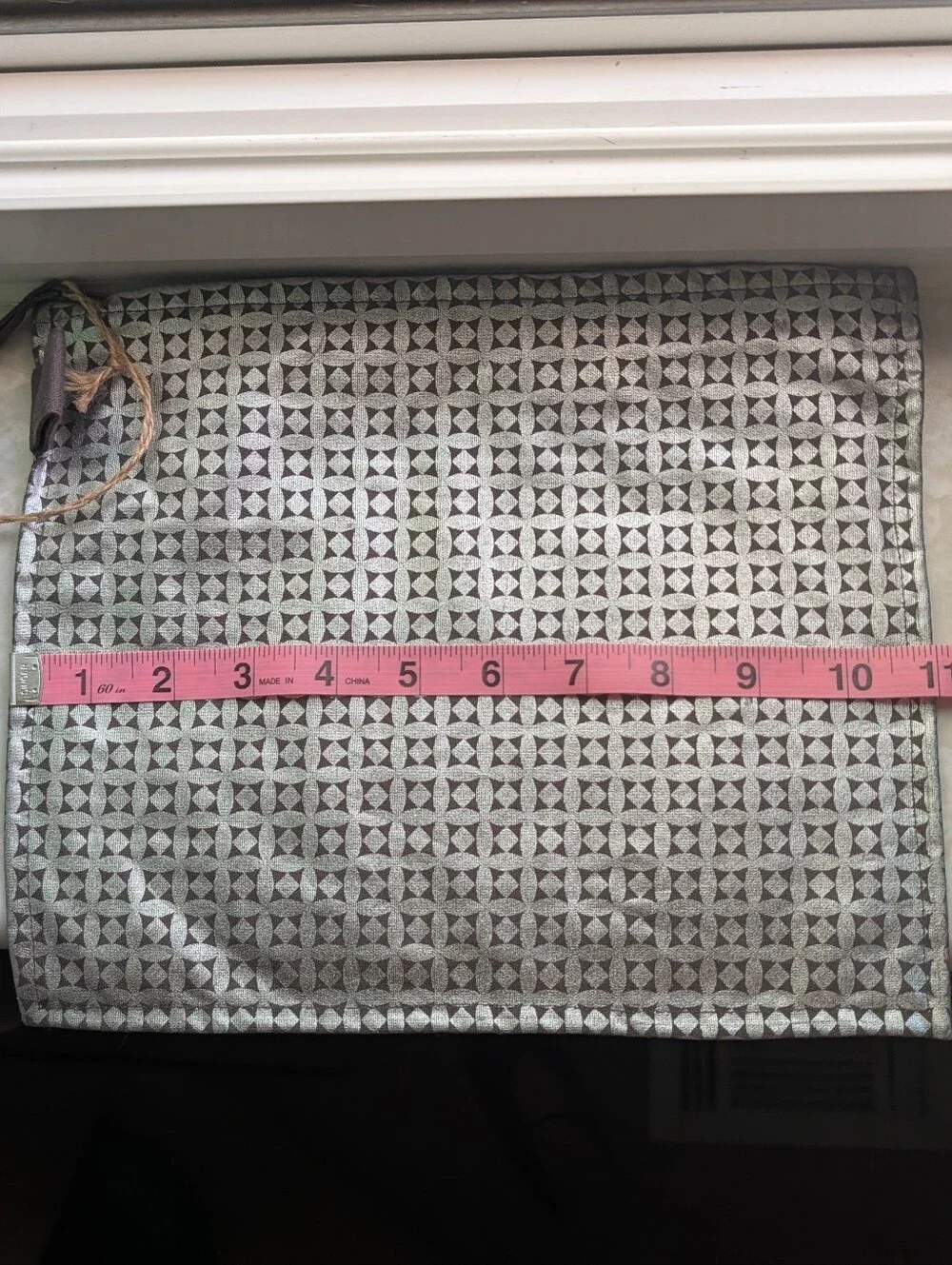 West Elm Silver Geometric Zip Pouch